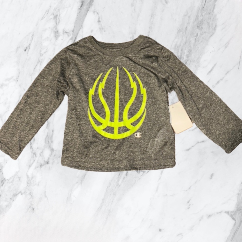 Champion long sleeve shirt neon sun linear heather grey for little boys 24M